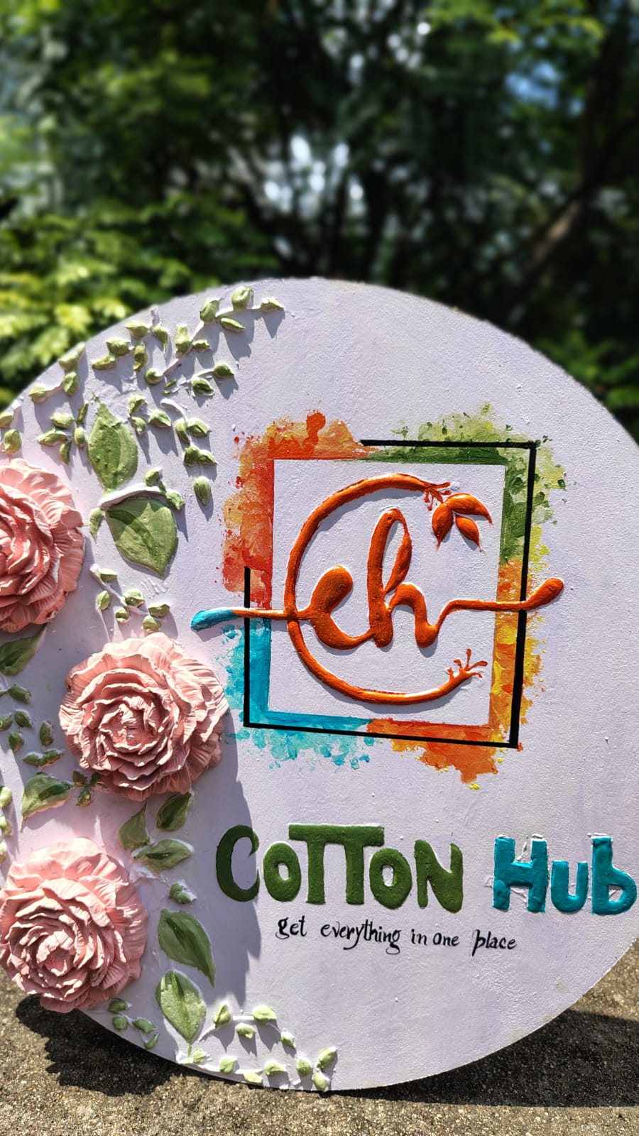 Custom Cotton Hub 3D Floral Logo Artwork
