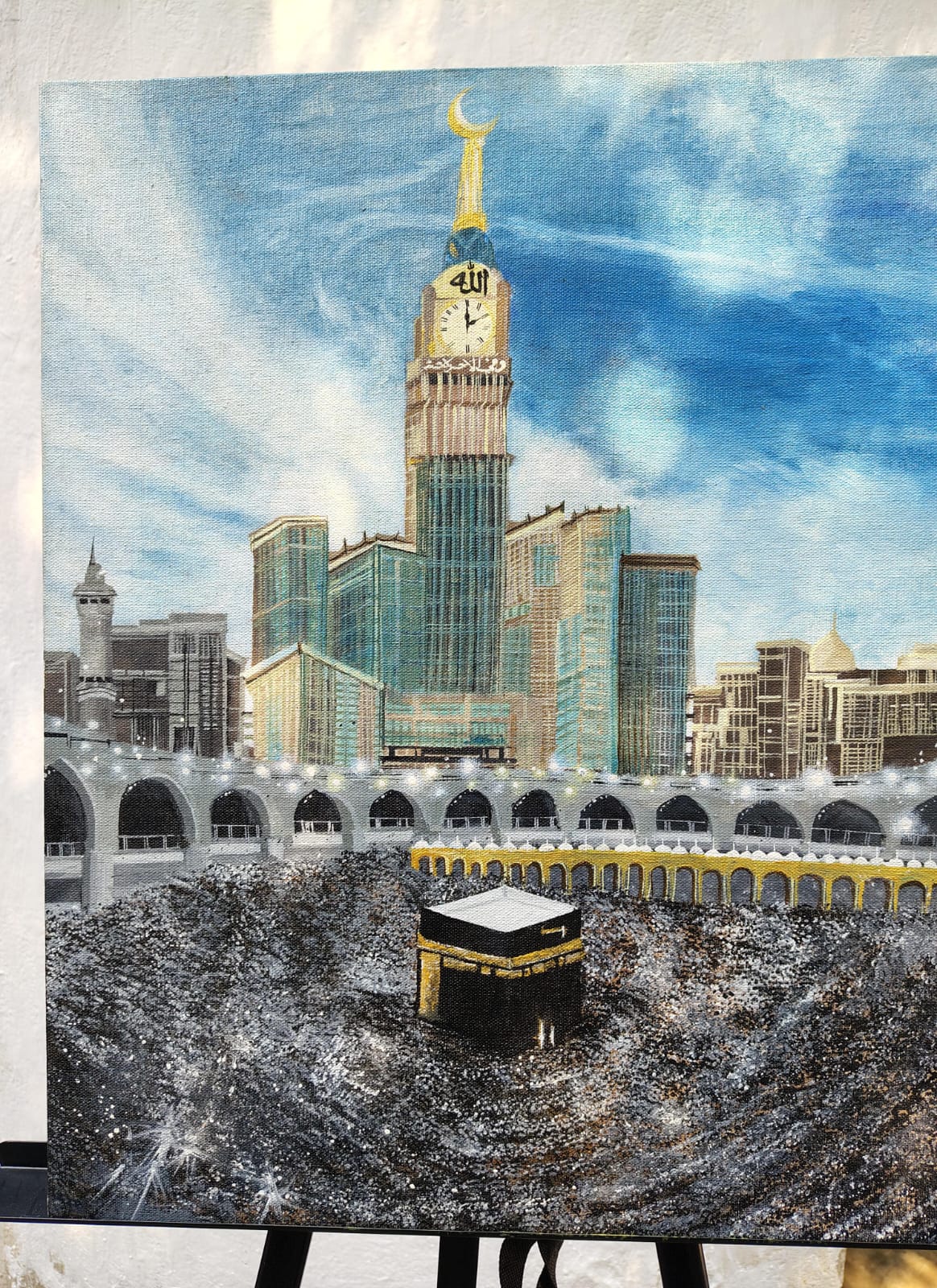 Makkah Kaaba & Clock Tower Handmade Islamic Canvas Artwork
