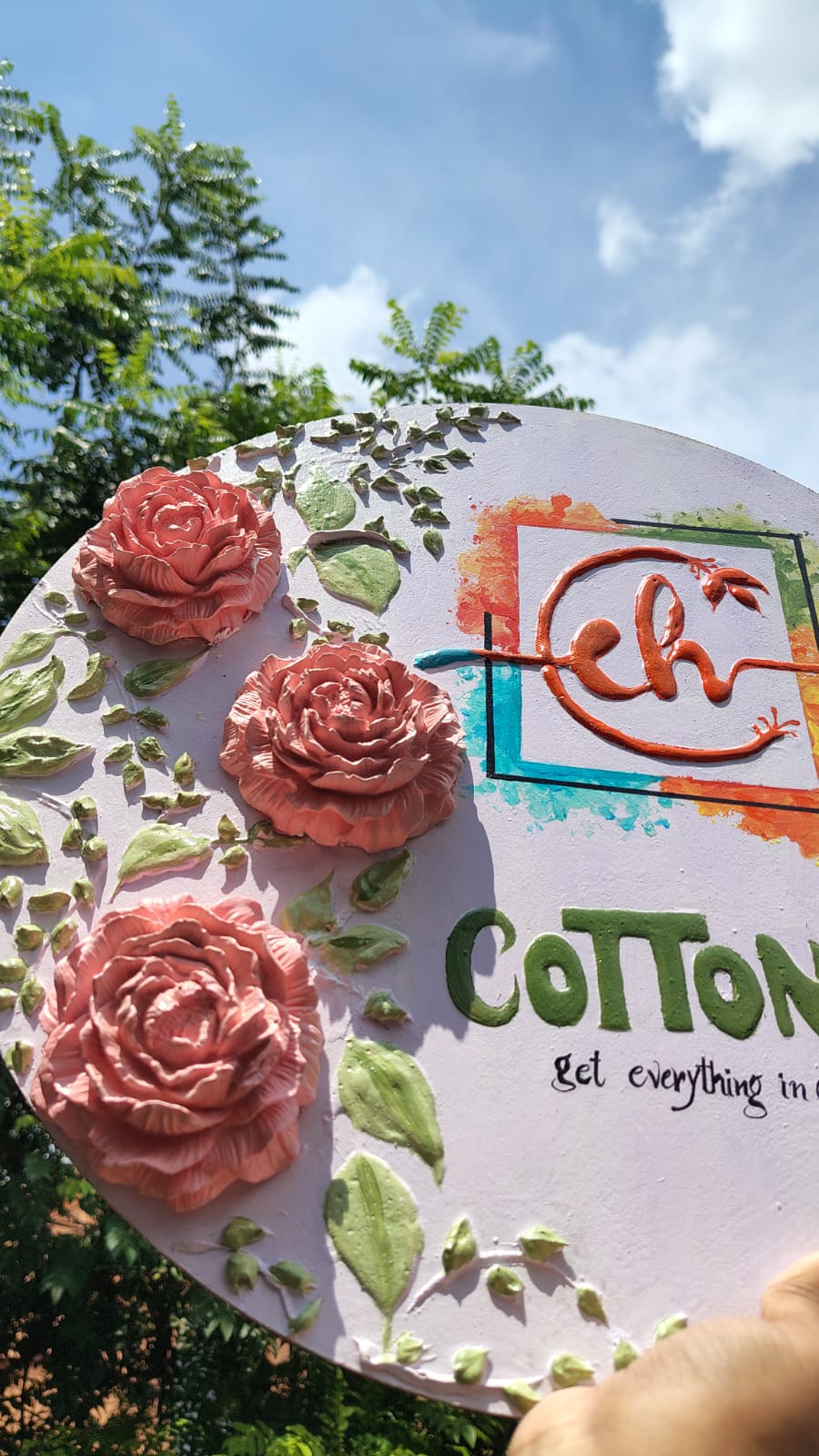 Custom Cotton Hub 3D Floral Logo Artwork