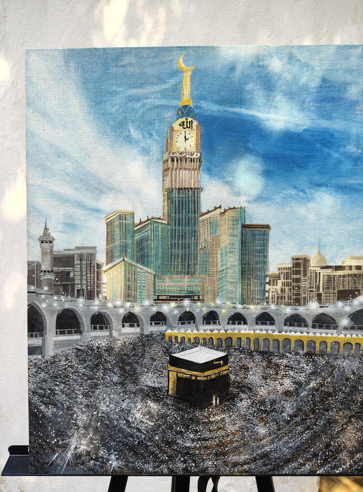 Makkah Kaaba & Clock Tower Handmade Islamic Canvas Artwork