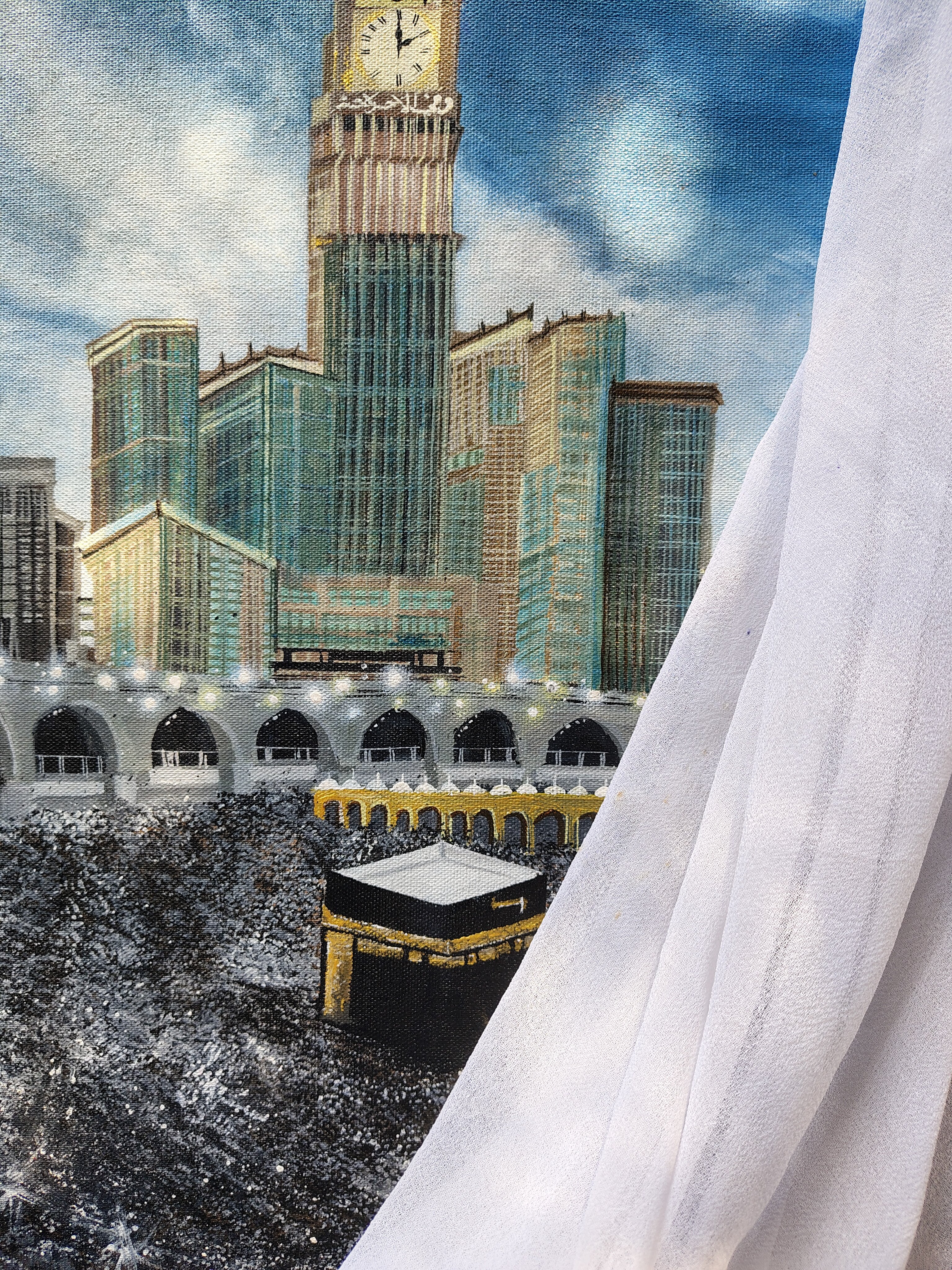 Makkah Kaaba & Clock Tower Handmade Islamic Canvas Artwork